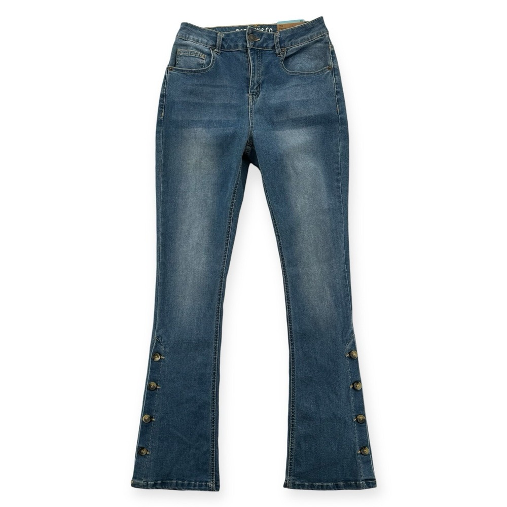 NWT Roebuck & Co. Jeans Womens‎ Size 6 High Rise Boot Cut With Button Leg Detail